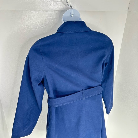 J. Crew Womens 10 Blue Belted Double Breasted Trench Mid Length Classic Office - Picture 9 of 13